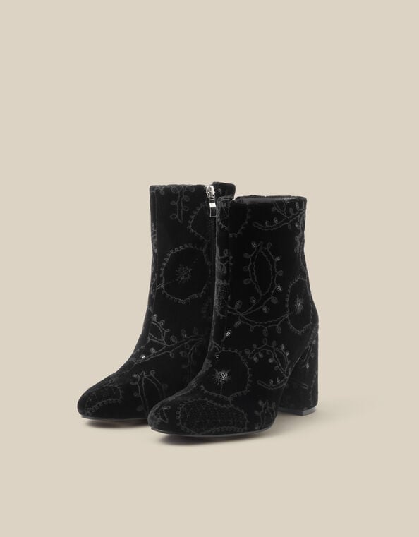 Glory Embroidered Ankle Boot, Black (BLACK), large