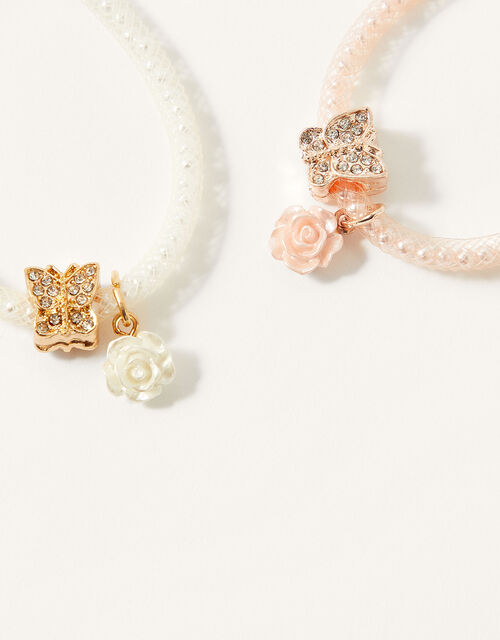 Diamante Butterfly Pearl Encased Bracelet Set, , large