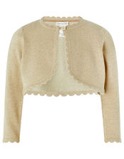 Baby Niamh Cropped Sparkle Knitted Cardigan, Gold (GOLD), large