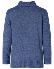 Shawl Collar Cable Knit Jumper, Blue (BLUE), large