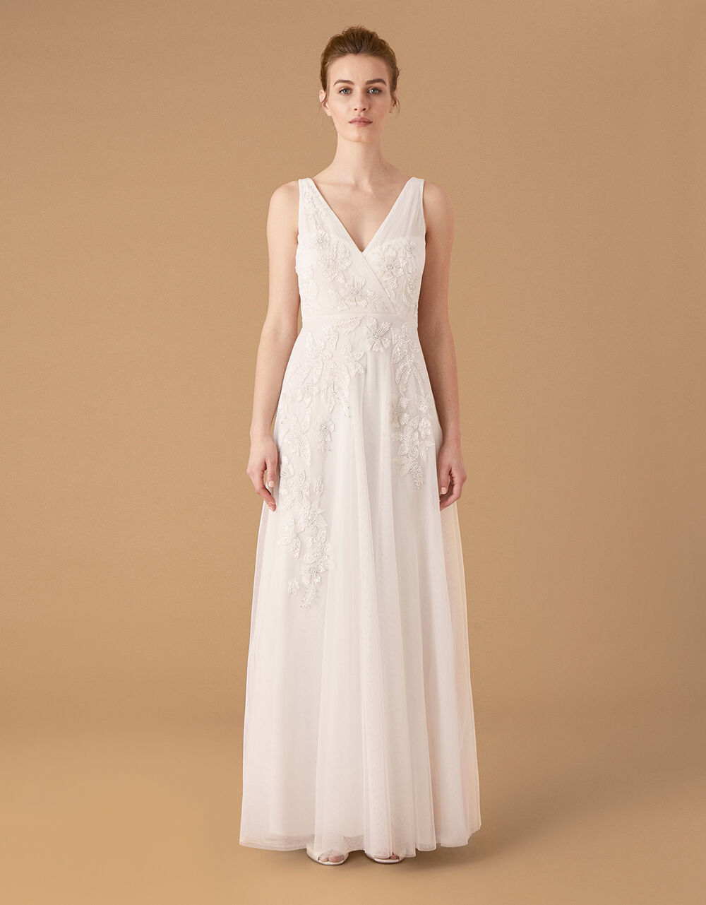 Wedding The Bride | Lucy Floral Embroidered Bridal Dress Ivory - QA75654