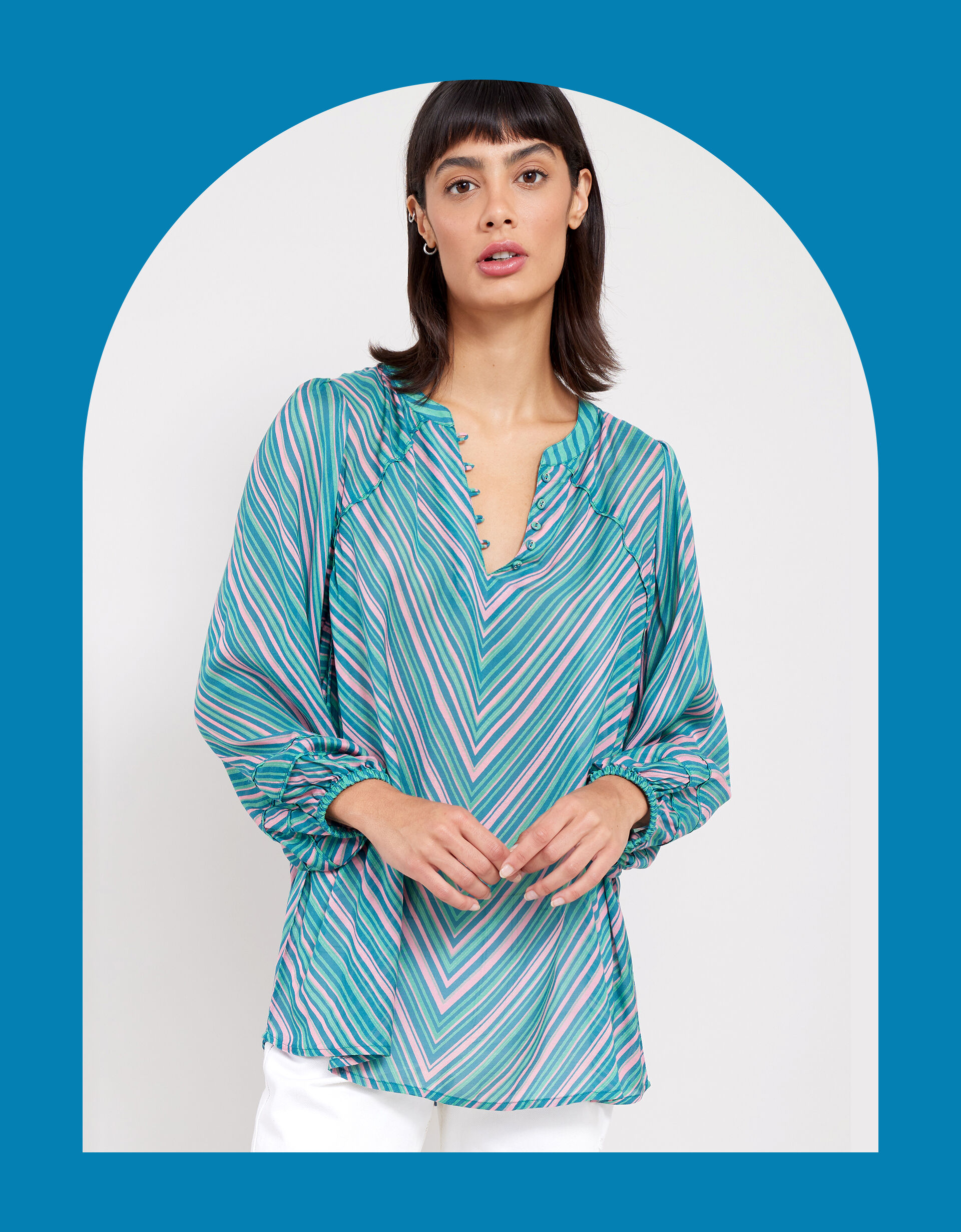 East Avery Sheer Stripe Blouse Multi