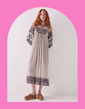 East Tilly Print Midi Smock Dress, Blue (BLUE), large