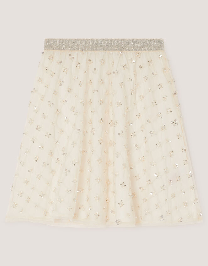 Gracie Pearl Embellished Skirt, White (WARM IVORY), large