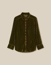East Nyla Velvet Shirt, Green (OLIVE), large