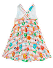 Frugi Delphi Flower Print Dress, White (WHITE), large