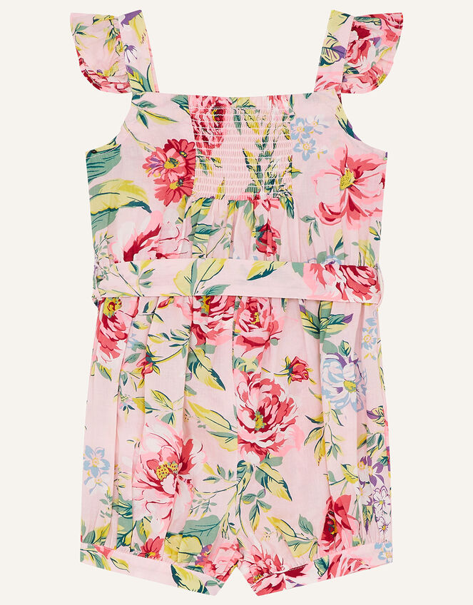 Baby Floral Romper in Pure Cotton, Pink (PALE PINK), large