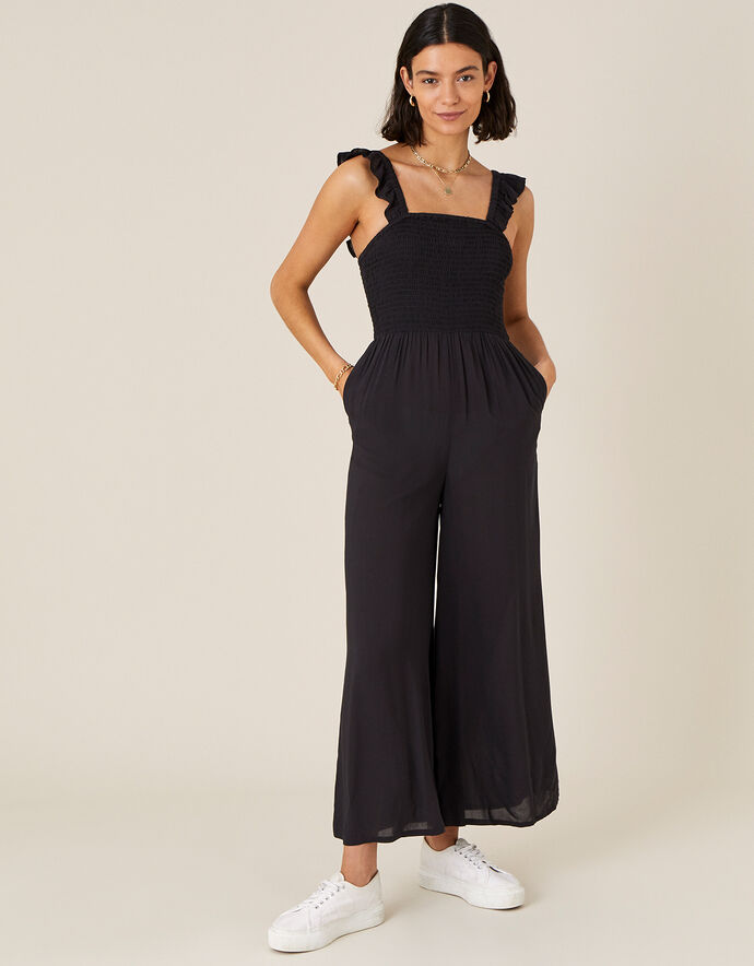 HEYSON Full Size Ruffled Strap Back Tie Wide Leg Jumpsuit