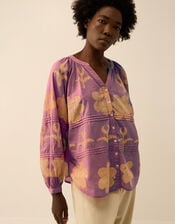 East Hendrix Batik Floral Top, Purple (LILAC), large