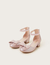 Pearl Bow Glitter Heels, Pink (PINK), large
