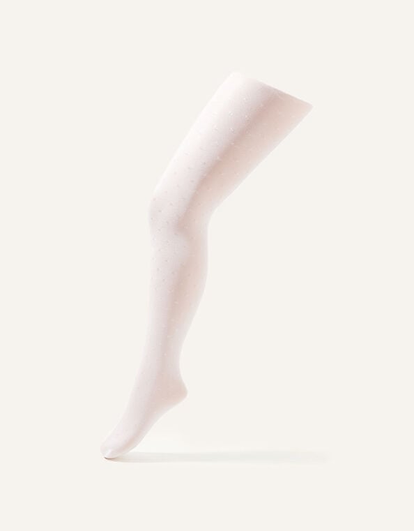 35 Denier Bridal Spot Tights, White (WHITE), large