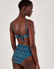 Batik Dye Bikini Top with Recycled Polyester, Blue (NAVY), large