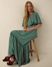 Monsoon x Queens of Archive Sophia Lattice Cape Sleeve Maxi Dress, Blue (BLUE), large