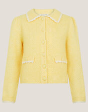 Nina Scalloped Collar Cardigan, Yellow (YELLOW), large