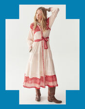 Maison Hotel Triana Bandana Print Midi Dress, Red (RED), large