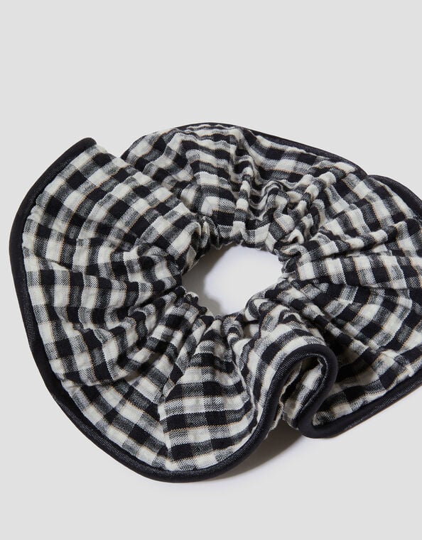 Oversized Gingham Hair Scrunchie, , large