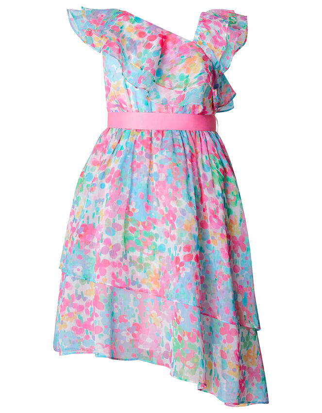 Nancy Floral Asymmetric Frill Dress, Multi (MULTI), large