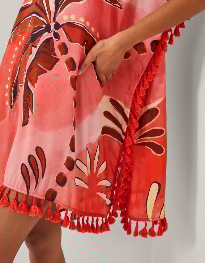 Alex Palm Tassel Mini Kaftan, Orange (RUST), large