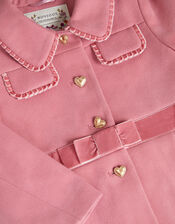 Velvet Bow A-Line Coat, Pink (PINK), large