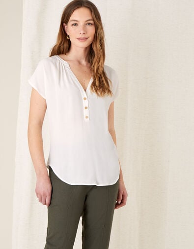 Waverly Button Detail Top  Ivory, Ivory (IVORY), large