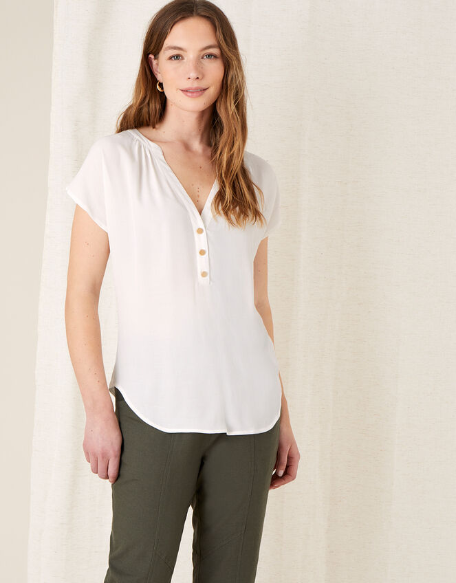 Waverly Button Detail Top , Ivory (IVORY), large