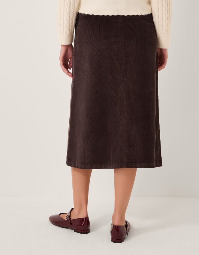 Malika Corduroy Midi Skirt, Brown (CHOCOLATE), large