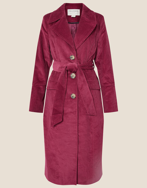 Connie Cord Trench Coat, Red (BERRY), large