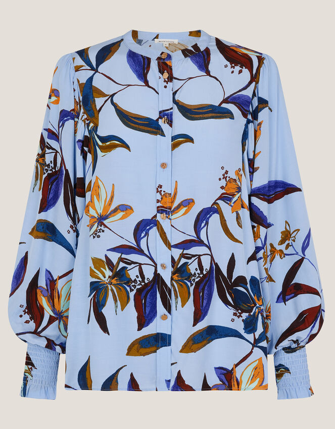 Sonya Floral Print Blouson Blouse Blue