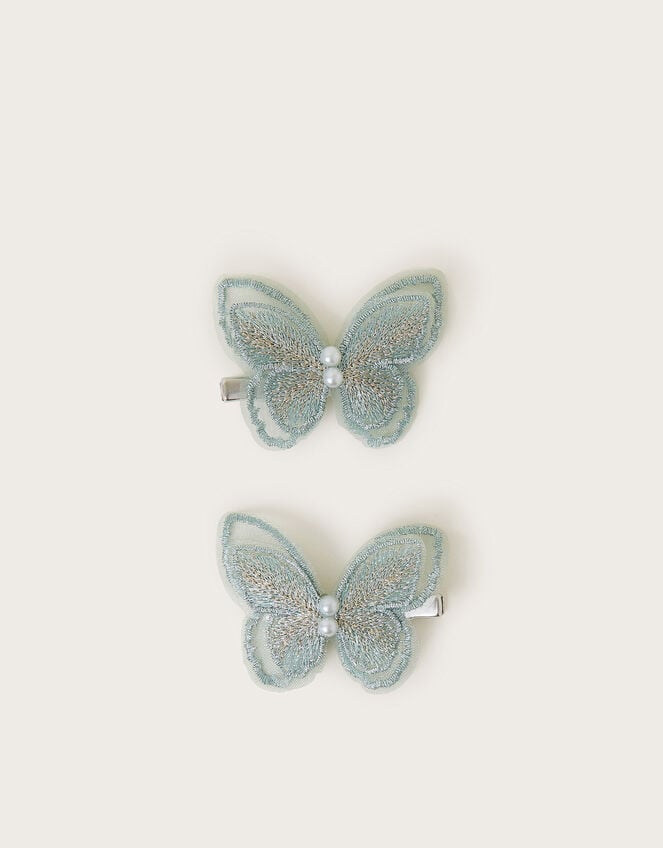 2-Pack Embroidered Butterfly Hair Clips, , large