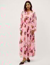 Mabel Long Sleeve Floral Maxi Dress, Pink (PINK), large