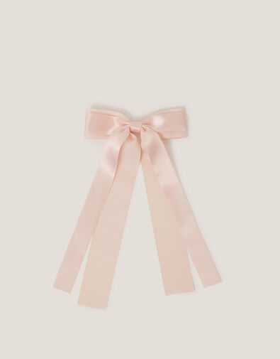 Ribbon Long Bow Hair Clip, Nude (NUDE), large