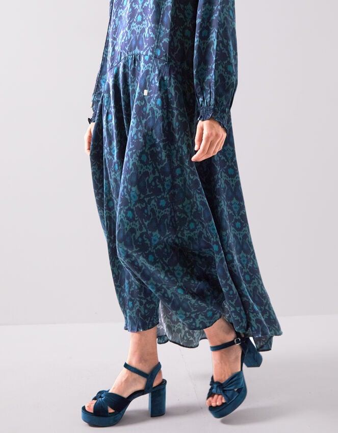 East Bridget Printed Satin Midi Dress, Teal (TEAL), large