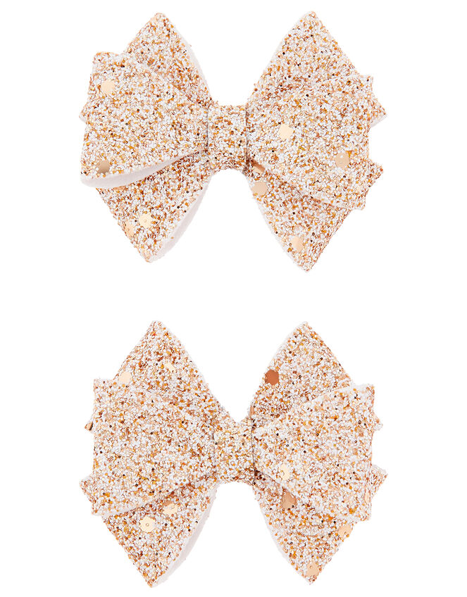 Giselle Glitter Bow Hair Clips, , large