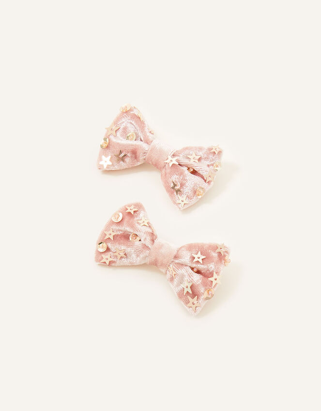 Sequin Cluster Velvet Bow Hair Clips, , large