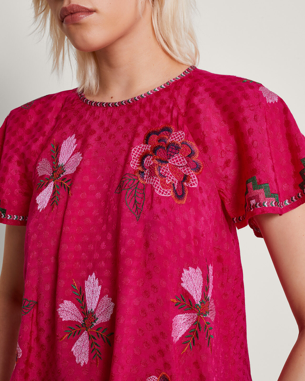Everly Embroidered Blouse Pink | Tops & T-shirts | Monsoon UK.