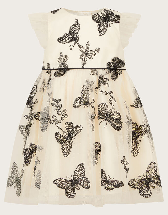 Baby Savannah Embroidered Butterfly Dress, Ivory (IVORY), large