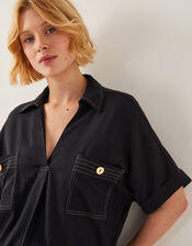 Feyn Short Sleeve Utility Top, Black (BLACK), large