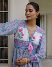 Dilli Grey Jackie Floral Tunic Midi Dress, Blue (BLUE), large