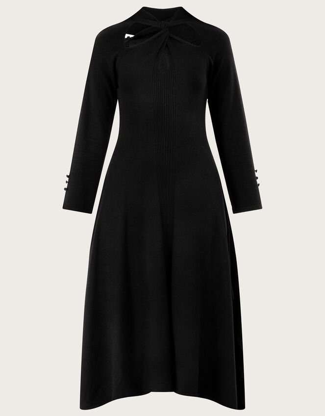 Cut-Out Hanky Hem Dress with LENZING™ ECOVERO™, Black (BLACK), large