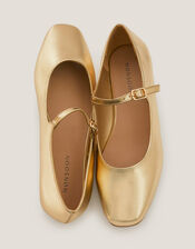 Crista Mary Jane Ballet Flats, Gold (GOLD), large