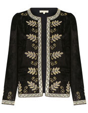 East Zola Embroidered Velvet Jacket, Black (BLACK), large