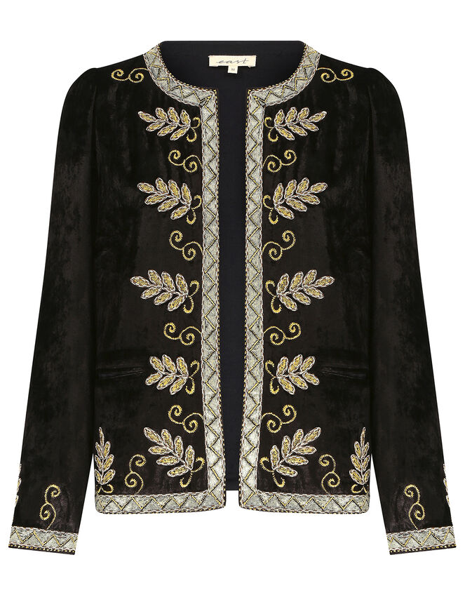 East Zola Embroidered Velvet Jacket, Black (BLACK), large