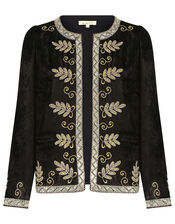 East Zola Embroidered Velvet Jacket, Black (BLACK), large