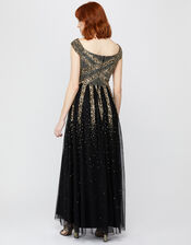 Sansa Embellished Bardot Maxi Dress, Black (BLACK), large
