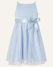 Baby Foil Spot Shimmer Dress, Blue (PALE BLUE), large