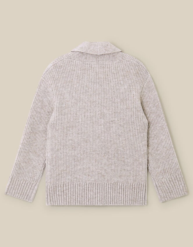 Shawl Neck Knit Cardigan, Camel (OATMEAL), large