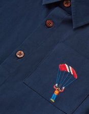 London Embroidered Twill Shirt, Blue (BLUE), large