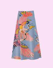 One Hundred Stars Crane Print Midi Skirt, Blue (BLUE), large