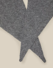 Fae Knitted Triangle Scarf, Grey (GREY), large