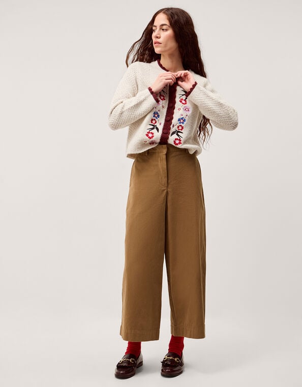 Luna Cropped Wide Leg Trousers, Camel (CAMEL), large